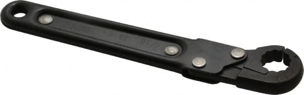 Proto - 7/16", Black Finish, Ratcheting Flare Nut Wrench - 12 Points, 5-7/16" OAL, Steel, Single End Head - Exact Tooling