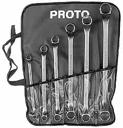 Proto - 6 Piece, 3/8" x 7/16" to 15/16" x 1", 12 Point Box End Wrench Set - Inch Measurement Standard, Satin Finish - Exact Tooling