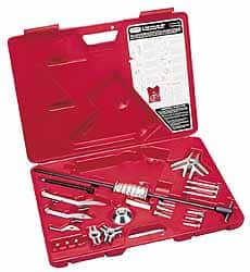 Proto - 19 Piece, 6 Ton Capacity, 7" Spread, General Pupose Puller Set - 8 Jaws, 6" Reach - Exact Tooling