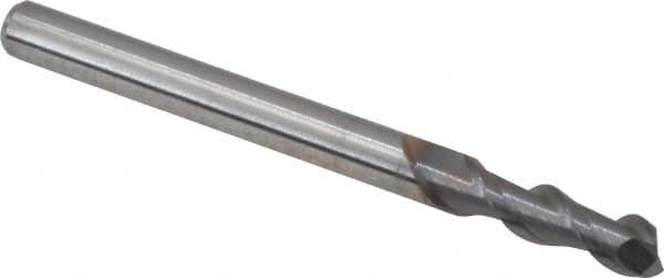 Niagara Cutter - 1/8", 3/8" LOC, 1/8" Shank Diam, 1-1/2" OAL, 2 Flute, Solid Carbide Square End Mill - Single End, TiCN Finish, Spiral Flute, 45° Helix, Centercutting, Right Hand Cut, Right Hand Flute, Series A245 - Exact Tooling