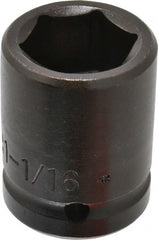 Proto - 3/4" Drive 1-1/16" Standard Impact Socket - 6 Points, 2-1/16" OAL - Exact Tooling