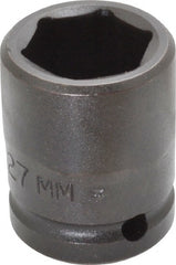Proto - 3/4" Drive 27mm Standard Impact Socket - 6 Points, 2-3/64" OAL - Exact Tooling