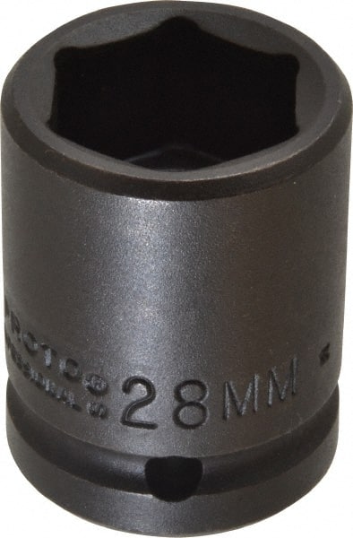 Proto - 3/4" Drive 28mm Standard Impact Socket - 6 Points, 2-3/64" OAL - Exact Tooling