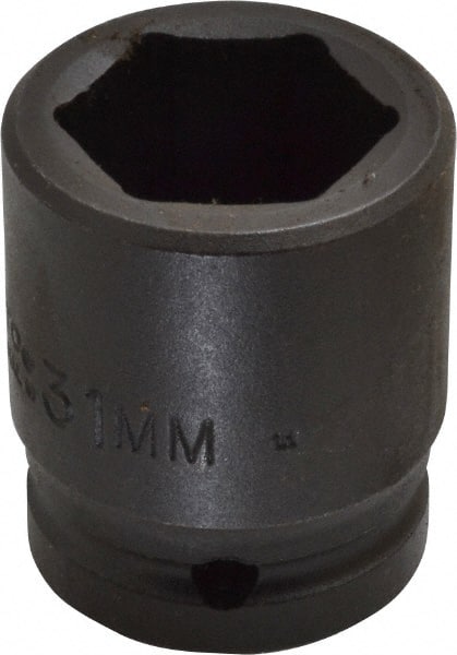 Proto - 3/4" Drive 31mm Standard Impact Socket - 6 Points, 2-11/64" OAL - Exact Tooling