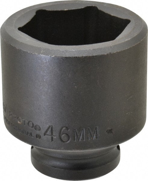 Proto - 3/4" Drive 46mm Standard Impact Socket - 6 Points, 2-55/64" OAL - Exact Tooling