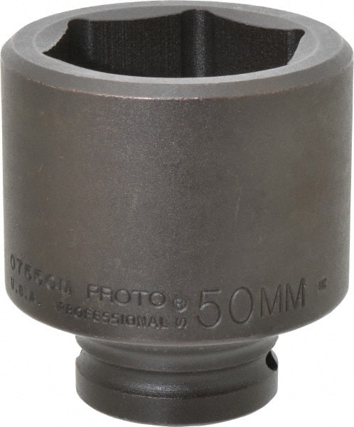 Proto - 3/4" Drive 50mm Standard Impact Socket - 6 Points, 3-7/64" OAL - Exact Tooling