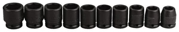 Proto - 10 Piece 3/4" Drive Impact Socket Set - 6 Points, 3/4" to 1-5/16" Range, Inch Measurement Standard - Exact Tooling
