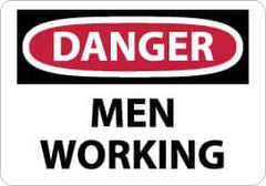 NMC - "Danger - Men Working", 10" Long x 14" Wide, Aluminum Safety Sign - Rectangle, 0.04" Thick, Use for Accident Prevention - Exact Tooling