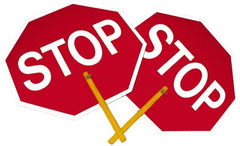 NMC - "Stop", 18" Wide x 18" High, Plastic Stop & Yield Signs - Black on Orange, White on Red, Octagon, Handheld Mount - Exact Tooling
