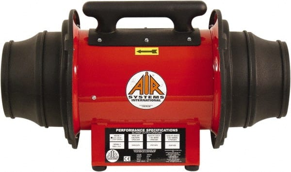 AIR Systems - 1-Speed 115V 0.33 hp 10/8" Inlet/Outlet Electric (AC) In-Line Axial Fan - Exact Tooling