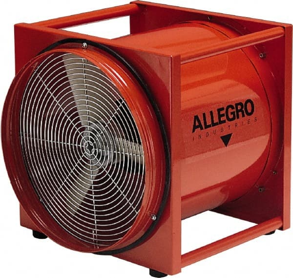 Allegro - 16" Inlet, Electric AC Axial Blower - 2 hp, 4,400 CFM (Two 90° Bends), 4,950 CFM (One 90° Bend) & 5,500 CFM (Free Air), 230 Max Voltage Rating - Exact Tooling