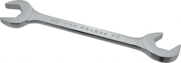 Proto - 3/4" Standard Open End Wrench - 7" OAL, Double End, Chrome Finish, 15° & 60° Head Angle - Exact Tooling