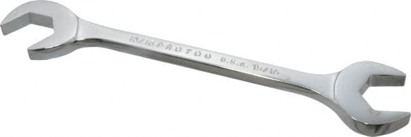 Proto - 15/16" Standard Open End Wrench - 8-3/4" OAL, Double End, Chrome Finish, 15° & 60° Head Angle - Exact Tooling