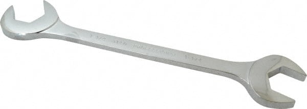 Proto - 1-1/4" Standard Open End Wrench - 12-1/4" OAL, Double End, Chrome Finish, 15° & 60° Head Angle - Exact Tooling