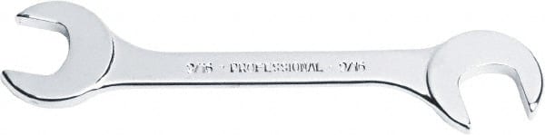 Proto - 15/64" Stubby Open End Wrench - 3" OAL, Double End, Satin Finish, 15° & 75° Head Angle - Exact Tooling