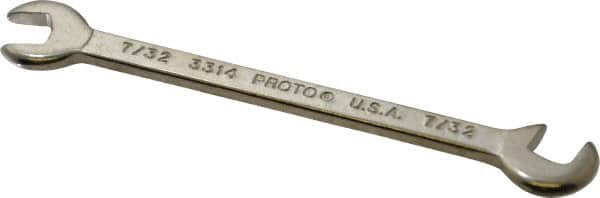 Proto - 7/32" Stubby Open End Wrench - 3" OAL, Double End, Satin Finish, 15° & 75° Head Angle - Exact Tooling