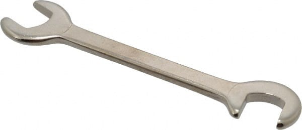 Proto - 1/2" Stubby Open End Wrench - 4-7/16" OAL, Double End, Satin Finish, 15° & 75° Head Angle - Exact Tooling