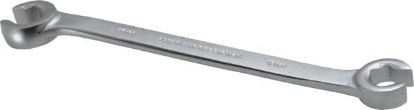 Proto - 13 x 14mm, Chrome Finish, Open End Flare Nut Wrench - 6 Points, 7-1/2" OAL, Steel, Double End Head - Exact Tooling