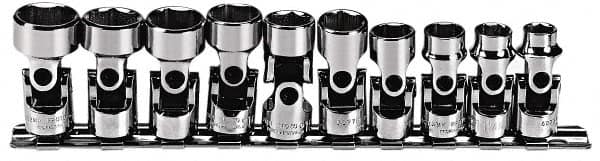 Proto - 10 Piece 3/8" Drive Standard Socket Set - 6 Points, 10 to 19mm, Metric Measurement Standard - Exact Tooling
