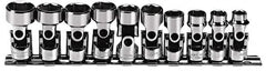 Proto - 10 Piece 3/8" Drive Standard Socket Set - 6 Points, 10 to 19mm, Metric Measurement Standard - Exact Tooling