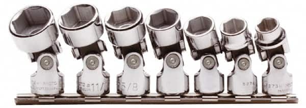 Proto - 7 Piece 3/8" Drive Standard Socket Set - 6 Points, 3/8 to 3/4", Inch Measurement Standard - Exact Tooling