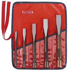Proto - 5 Piece Cold Chisel Set - 6, 6-13/16, 7-5/8, 8-7/16 & 9-1/4" OAL, Sizes Included 3/8 to 7/8" - Exact Tooling