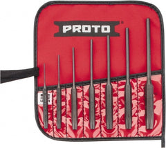 Proto - 7 Piece, 1/16 to 1/4", Pin Punch Set - Round Shank, Comes in Pouch - Exact Tooling