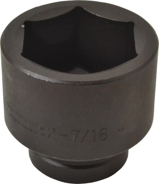 Proto - 1" Drive 2-7/16" Standard Impact Socket - 6 Points, 3-25/64" OAL - Exact Tooling