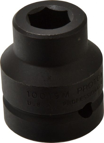 Proto - 1" Drive 19mm Standard Impact Socket - 6 Points, 2-7/16" OAL - Exact Tooling
