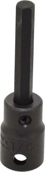 Proto - 3/8" Drive, 1/4" Impact Hex Bit Socket - 1-5/8" Bit Length, 2-23/32" OAL - Exact Tooling