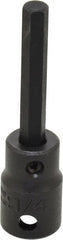 Proto - 3/8" Drive, 1/4" Impact Hex Bit Socket - 1-5/8" Bit Length, 2-23/32" OAL - Exact Tooling