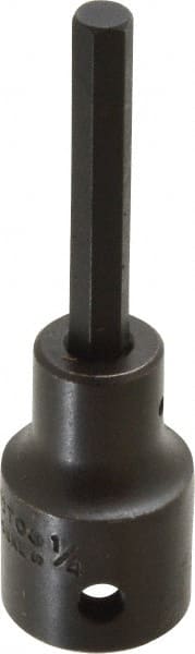 Proto - 1/2" Drive, 1/4" Impact Hex Bit Socket - 1-3/4" Bit Length, 3-1/4" OAL - Exact Tooling
