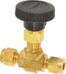 Parker - 3,000 Max psi, 1/4" Pipe, Brass, Inline Instrumentation Needle Valve - Exact Tooling