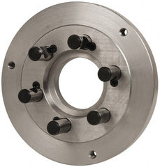 Buck Chuck Company - Adapter Back Plate for 10" Diam Self Centering Lathe Chucks - D1-6 Mount, 3-1/4" Through Hole Diam, 7.858mm ID, 10" OD, 0.985" Flange Height, Steel - Exact Tooling