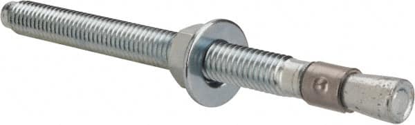 Red Head - 3/8 Inch Diameter, 3/8-16 Inch Thread, 5 Inch Overall Length, Grade 3, Wedge Expansion Concrete Anchor - Steel, Zinc Plated, 3-3/4 Inch Thread Length, Tie Wire Head, 3/8 Inch Drill - Exact Tooling