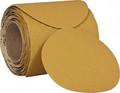 3M - 5" Diam, 80 Grit Aluminum Oxide Adhesive PSA Disc - Medium Grade, Gold, F Weighted Backing, Flexible, Use with Random Orbital Sanders - Exact Tooling