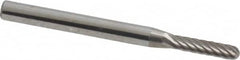 Atrax - 3/32" Cut Diam, 1/8" Shank Diam, Cylinder with Radius Head Single Cut Burr - Carbide, Radius End, 7/16" LOC, 1-1/2" OAL - Exact Tooling