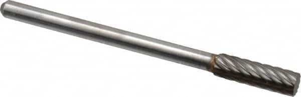 Atrax - 5/32" Cut Diam, 1/8" Shank Diam, Cylinder Head Single Cut Burr - Carbide, Flat End, 1/2" LOC, 1-1/2" OAL - Exact Tooling