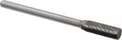 Atrax - 3/16" Cut Diam, 1/8" Shank Diam, Cylinder Head Single Cut Burr - Carbide, Flat End, 1/2" LOC, 1-1/2" OAL - Exact Tooling