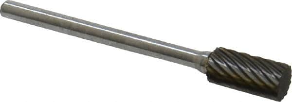 Atrax - 1/4" Cut Diam, 1/8" Shank Diam, Cylinder Head Single Cut Burr - Carbide, Flat End, 1/2" LOC, 1-1/2" OAL - Exact Tooling