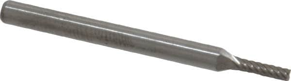 Atrax - 1/16" Cut Diam, 1/8" Shank Diam, Cylinder with End Cut Head Single Cut Burr - Carbide, End Cut End, 1/4" LOC, 1-1/2" OAL - Exact Tooling
