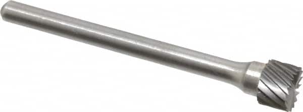 Atrax - 1/4" Cut Diam, 1/8" Shank Diam, Cylinder with End Cut Head Single Cut Burr - Carbide, End Cut End, 3/16" LOC, 1-1/16" OAL - Exact Tooling