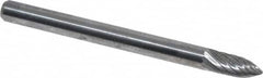 Atrax - 1/8" Cut Diam, 1/8" Shank Diam, Tree Head Single Cut Burr - Carbide, Point End, 5/16" LOC, 1-1/2" OAL - Exact Tooling