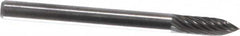 Atrax - 1/8" Cut Diam, 1/8" Shank Diam, Tree Head Single Cut Burr - Carbide, Point End, 3/8" LOC, 1-1/2" OAL - Exact Tooling