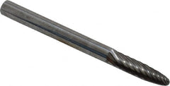 Atrax - 1/8" Cut Diam, 1/8" Shank Diam, Tree with Radius Head Single Cut Burr - Carbide, Radius End, 1/2" LOC, 1-1/2" OAL - Exact Tooling
