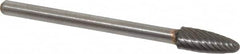 Atrax - 3/16" Cut Diam, 1/8" Shank Diam, Tree with Radius Head Single Cut Burr - Carbide, Radius End, 1/2" LOC, 1-1/2" OAL - Exact Tooling