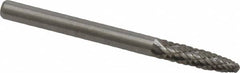 Atrax - 1/8" Cut Diam, 1/8" Shank Diam, Tree with Radius Head Double Cut Burr - Carbide, Radius End, 1/2" LOC, 1-1/2" OAL - Exact Tooling