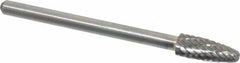 Atrax - 3/16" Cut Diam, 1/8" Shank Diam, Tree with Radius Head Double Cut Burr - Carbide, Radius End, 1/2" LOC, 1-1/2" OAL - Exact Tooling