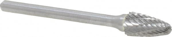Atrax - 1/4" Cut Diam, 1/8" Shank Diam, Tree with Radius Head Double Cut Burr - Carbide, Radius End, 1/2" LOC, 1-3/4" OAL - Exact Tooling
