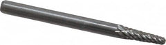 Atrax - 1/8" Cut Diam, 1/8" Shank Diam, Taper Head Double Cut Burr - Radius End, 3/8" LOC, 1-1/2" OAL - Exact Tooling